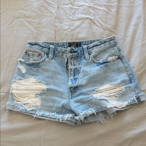 Abercrombie & Fitch Annie High Rise Shorts 26 Distressed Light Wash Denim Cutoff
